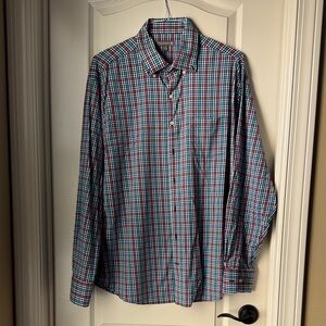 Peter Millar Blue and Red Checkered Shirt